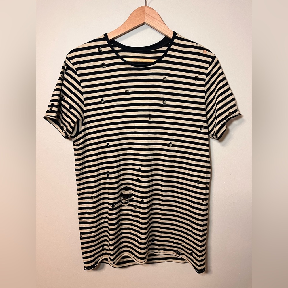 Barneys New York distressed stripe tee, medium